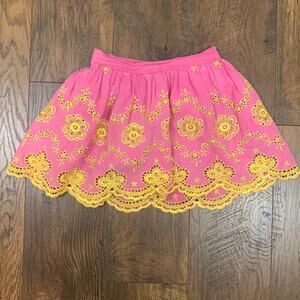 Lucky Brand Embroidery Floral Pink/Yellow Skirt